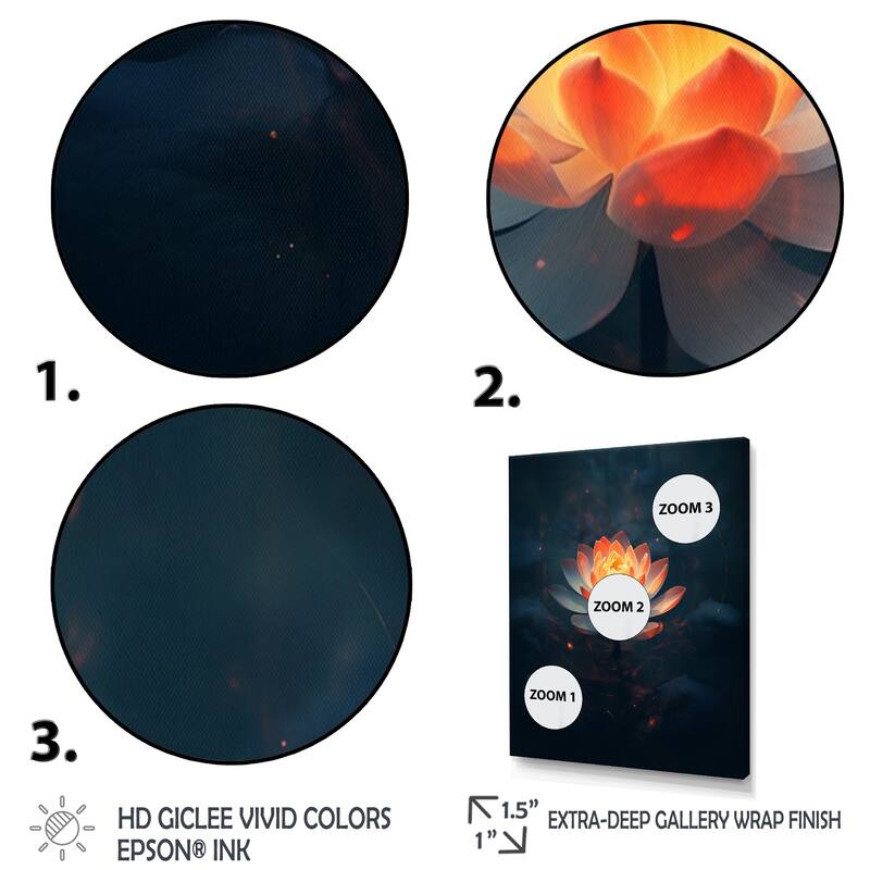 Designart "Blossoming Wild White Lotus In Full Moon Pond I" Lotus